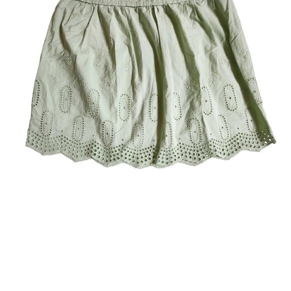Ann Taylor LOFT green cottagecore prairie eyelet trim mini skirt sz 00 - Picture 5 of 11